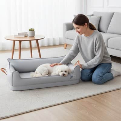 canapé gris pour chien