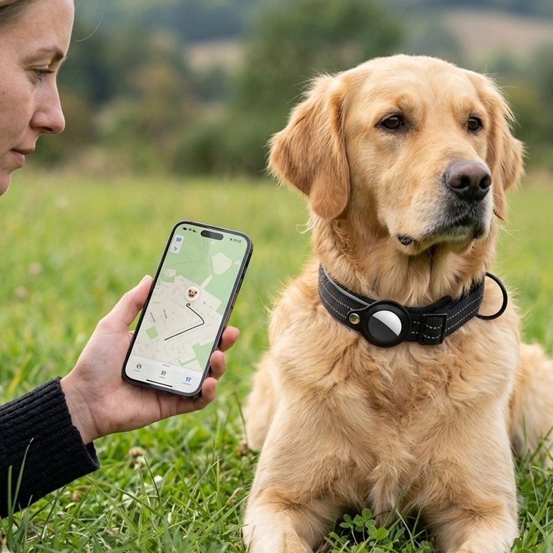 Collier chien avec porte-AirTag, homme et chihuahua