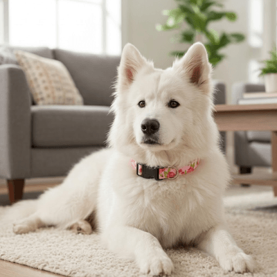 collier rose pour chien sortie