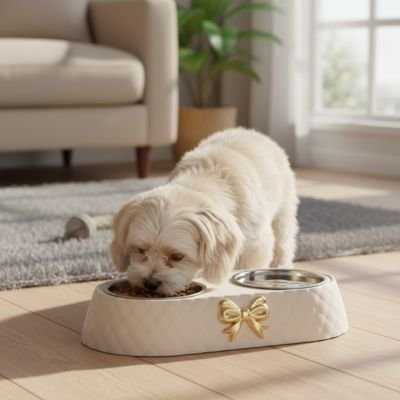 gamelle chien blanche nourriture eau