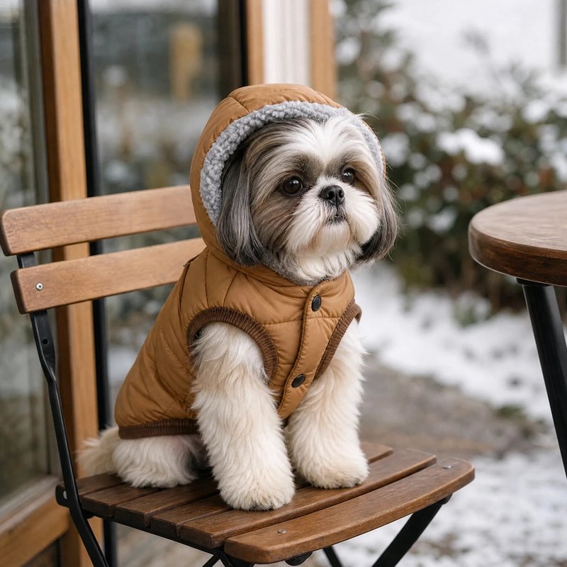 Manteau pour chien porté en promenade