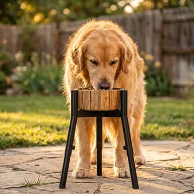 support gamelle chien golden